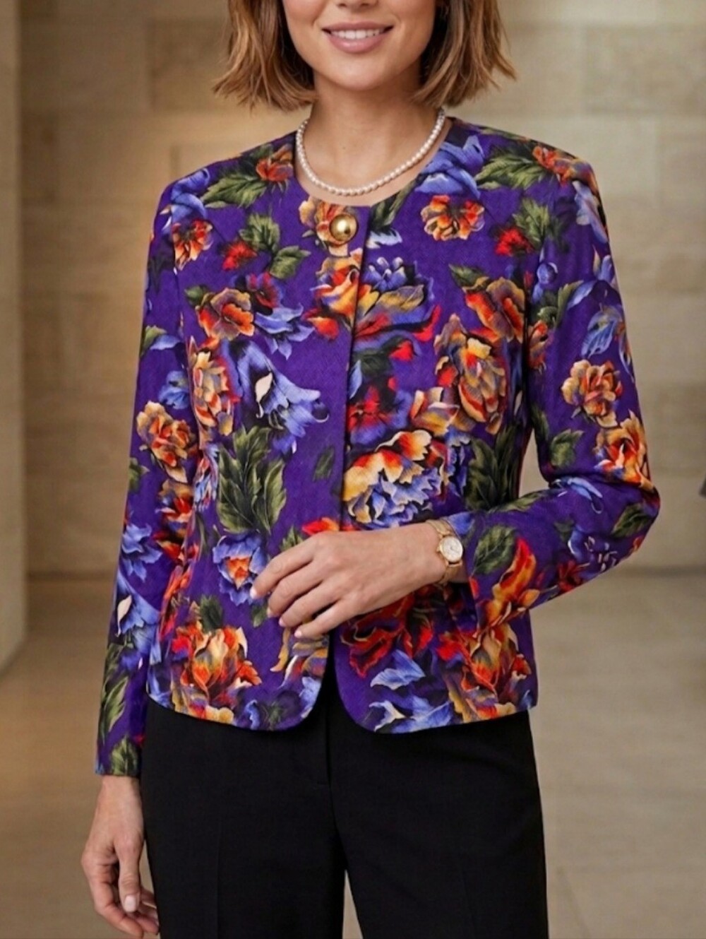 Vintage Norton McNaughton Floral Jacket Blazer Size 8 NWT